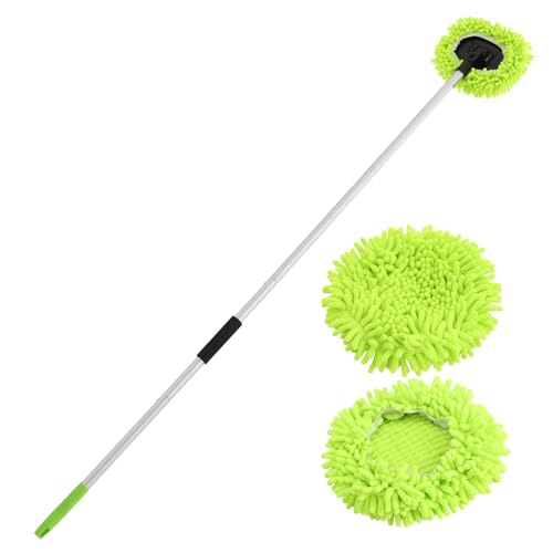 Yocada Car Wash Brush Kit Chenille Microfiber Car Wash Mop Mitt 60" | Long Handle Scratch-Free for Car Cleaning Brush Care Truck RV SUV Boat Windshield Window with 1 Replacement Head