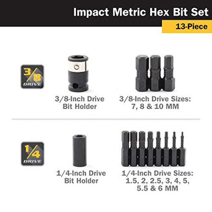 Titan 16038 13-Piece Metric Impact Grade Hex Bit Set - style: Impact