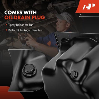 A-Premium Engine Oil Pan Sump with Drain Plug Compatible with Jeep Grand Cherokee 1999-2004 & Dodge Ram 1500 2002-2004, 4.7L, Replaces 53020678AC, 53020678AD