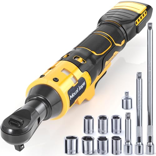 3/8” Cordless Ratchet Wrench DeWalt 20V Compatible, 74 Ft-Lbs Brushless Electric Ratchet, Variable Speed, 1/4" Adapter + 3"/6"/10" Extensions, Auto Repair(No Battery)