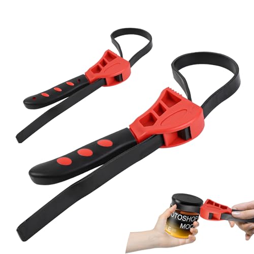 wuyaoyao 2PCS Strap Wrench Plumbing, Adjustable Rubber Strap Wrench, 22.8 Inch & 18.9 Inch Oil Filters Straps Wrenches, Automotive Belt Wrenches for Water Filter, Plumbing, Sink (Red, Small+Large) - color: Red, size: Small+Large