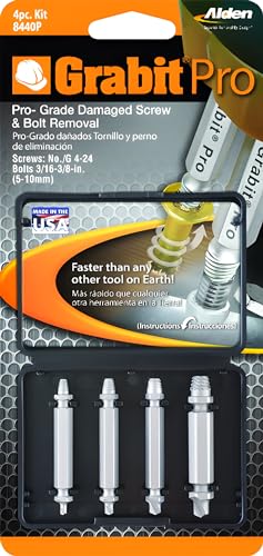 Alden 8440P Pro Grabit Broken Bolt and Damaged Screw Extractor 4 Piece Kit - Made in the USA