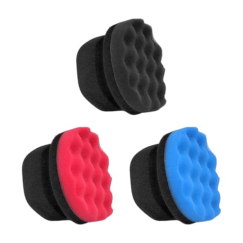 KVAEY 3 PCS Tire Dressing Applicator Pads, Reusable Hex Grip Tire Shine Applicator Polishing Sponge Pads, Wheel Tire Shine Detailing Foam for Most Vehicles, Car Accessories (Black+Blue+Red, 4.33") - color: 3P, Black+Blue+Red, 4.33"