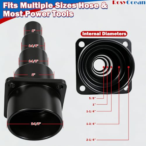 Multi-step Shop Vac Hose Adapter, Universal Tool Adapter, Quick-Connect Vacuum Hose Attachment for Woodworking Power Tools and All Wet/Dry Shop Vacuums