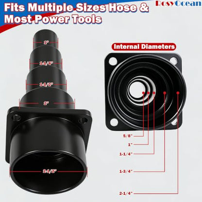 Multi-step Shop Vac Hose Adapter, Universal Tool Adapter, Quick-Connect Vacuum Hose Attachment for Woodworking Power Tools and All Wet/Dry Shop Vacuums