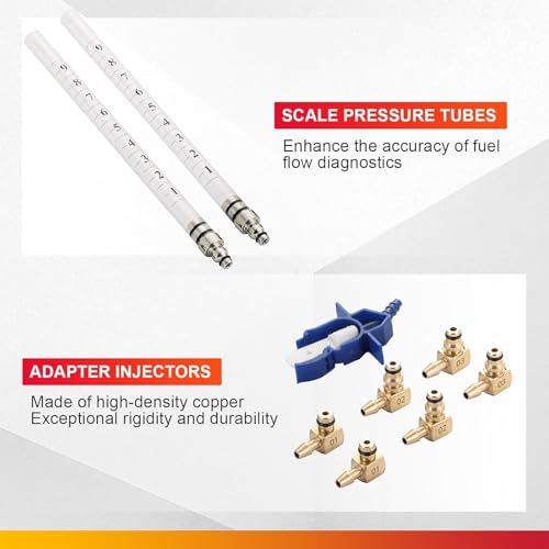 DASBET 6 Cylinder Diesel Injector Flow Meter Diagnostic Set | Cylinder Common Rail Adaptor Test Tool Leak Off Tester Kit Measure Return Fuel Flow on Common Rail Injectors
