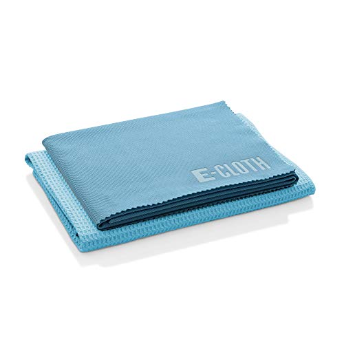 E-Cloth Microfiber Window Cleaning Cloth Kit - Glass Cleaning Cloth for Windows, Mirrors, Cars, Lenses, Eyeglasses, & More, Streak Free Clean, Machine Washable Reusable Towel - Alaskan Blue | Chemical-Free Cleaning - Reusable & Machine Washable Towel, Ver