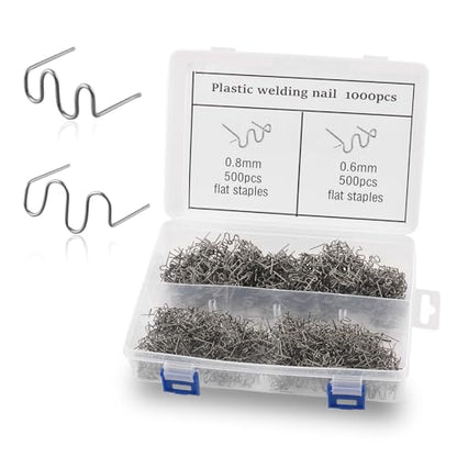 1000PCS Car Hot Stapler,Wavy Pre-cut Car Plastic Welder Staples Bumper Repair Kit with 0.8mm & 0.6mm,Stainless Steel Cars Plastic Welding Staples as Plastics Repair Kit with Box