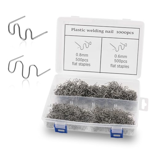 1000PCS Car Hot Stapler,Wavy Pre-cut Car Plastic Welder Staples Bumper Repair Kit with 0.8mm & 0.6mm,Stainless Steel Cars Plastic Welding Staples as Plastics Repair Kit with Box