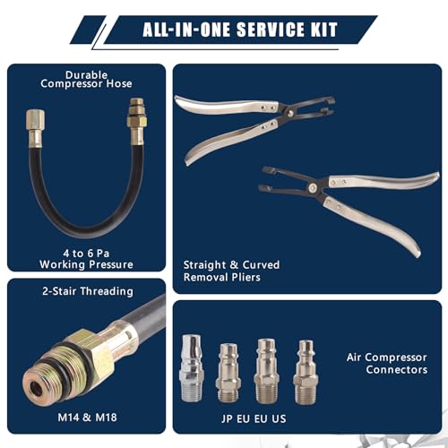 Valve Spring Compressor Tool Cylinder Head Service Set Universal Overhead Engine Valve Spring Removal and Installer Kit for 8 16 24 Valve OHV OHC DOHC Engines Automotive Repair