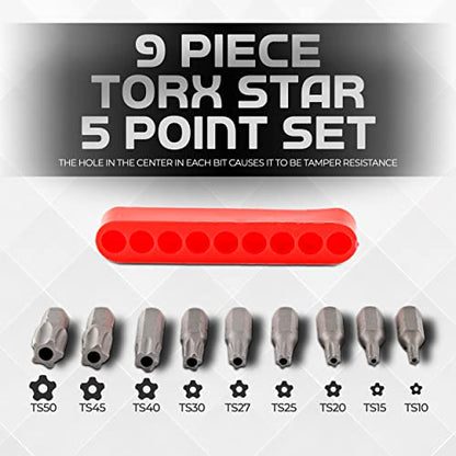 Torx Plus 5-Point Tamper-Proof Security Bits - 12Pc Torx Star 5 Point, Security Tamper Proof, Driver Bit Set TS7,8,9,10,15,20,25,27,30,40,45,50 Multifunction Damage/Shear Resistant Torque Kit - style: Torx Plus (5-Point)