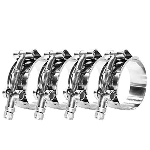 BOTTEN 4 Pack 1.75" T-Bolt Hose Clamp, Clamp Range 51-59mm for 1.75" Hose ID, hose clamps Stainless Steel,hose clamp pliers and clamps heavy duty,radiator hose clamps - color: 1.75" Clamp Range 51-59mm (2.01" - 2.32")