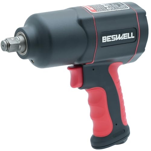 BESWELL® BW-112BN 1/2-Inch Air Impact Wrench with 1180 Ft-Lbs Max Torque | FAST & POWERFUL: Twin hammer impact wrench delivers fast, high-torque power for auto repair, tire changes & body shop