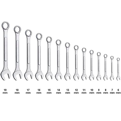 14-Piece Essential Metric Combination Wrench Set in Roll-up Pouch, No Skipped Metric Sizes 6mm - 19mm | Best Value Wrench Set, Ideal for General Household, Garage, Workshop, Auto Repairs, Emergency - size: 14-Piece Metric Set