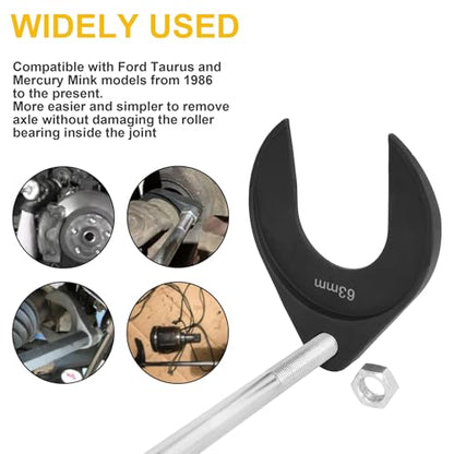 Inner CV Axle Removal Tool 63mm with Nut | Front Wheel Drive CV Axle Puller for Slide Hammers with 5/8"-18 Threads, CV Joint Removal Tool