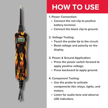 Power Probe 3 Circuit Tester, Supplies Power & Ground (PP3CSFIRE) - color: Fire - Limited Edition