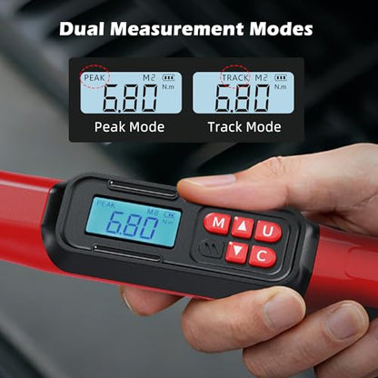 Digital Torque Wrench, 3/8" Drive 5-99.6 Ft.lb/6.8-135 N.m, Electronic Torque Wrench with Buzzer & LED Indicator, Rachet Torque Wrench Set for Bike Motorcycle Car Tire Auto Repair - size: 3/8" 5-99.6Ft.lb/6.8-135N.m