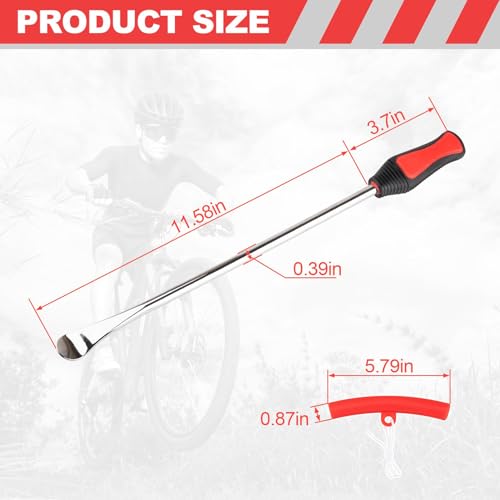 Tire Spoon Lever, 14-1/2" Professional Steel Tire Changing Tool for Motorcycle, Dirt Bike 3Pcs Iron Tool Kit with Rim Protector, Valve Cores Set
