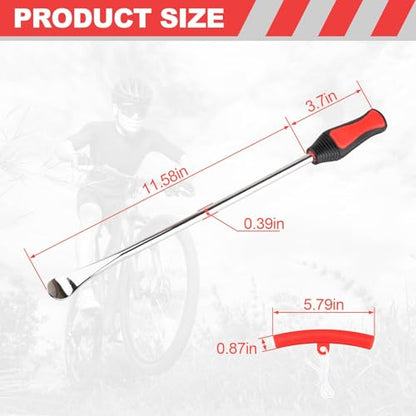 Tire Spoon Lever, 14-1/2" Professional Steel Tire Changing Tool for Motorcycle, Dirt Bike 3Pcs Iron Tool Kit with Rim Protector, Valve Cores Set