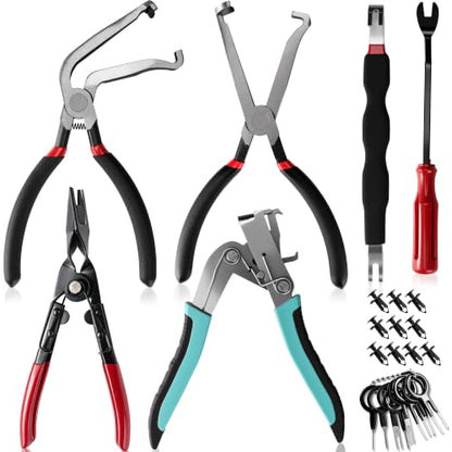 8 Pcs Car Clip Pliers Automotive Disassembly Tools Automotive Snap Ring Pliers Electrical Disconnect Pliers Terminal Removal Tools for Cars Repair