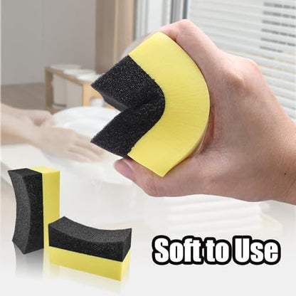 Uenhoy 4 Pcs Tire Dressing Applicator Pads Contour Shine Sponge Car Detail | Sponge & PE Build, Crescent Grip Top, Rectangle Foam Base, Strong Absorption, For Tire Shine Wax Glass Household Cleaning