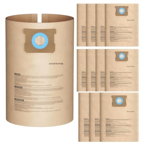 12 Pack DXVA19-4102 Dust Bags for DEWALT 12-16 Gallon Wet Dry Vacuum, Compatible with DXV12P DXV14P DXV16P DXV16PA DXV16S