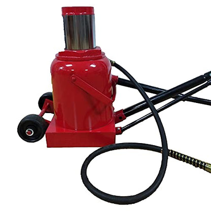 Bottle Jack 50 Ton Air Pneumatic Hydraulic Bottle Jack 110000LBS | with Manual Hand Pump For Automotive Car Truck Travel Trailer Repair Shop Lift Tool Red