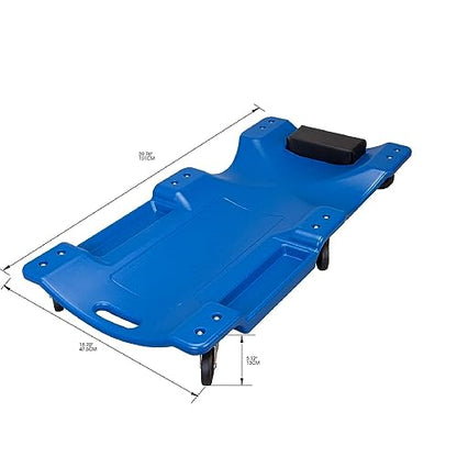 Big RED ATRP6240UR Blow Molded Plastic Rolling Garage/Shop Creeper: 40" Mechanic Cart with Padded Headrest and 6 Casters,250 LBS, Blue