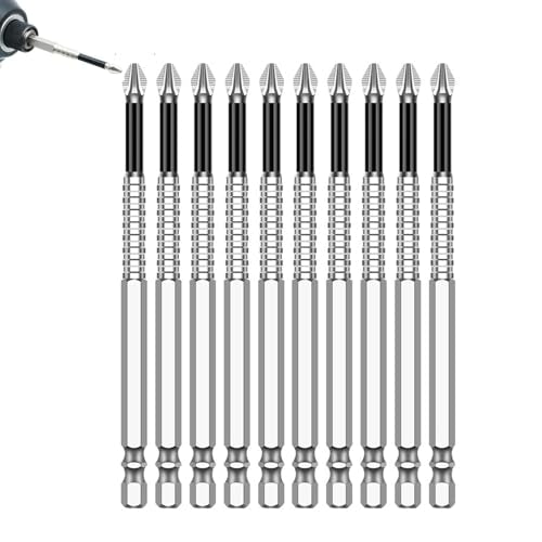 Magnetic Non-Slip Drill Bit Kit - High Magnetic S2 Alloy Steel Screwdriver Bits, Anti-Slip Hex Shank Set (25/50/65/70/90/150mm) for Impact Driver & Electric Drill (10, 120L) - size: 120L