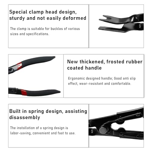 Panel Clip Removal Plier, Automotive Door Panel Upholstery Trim Clips Removal Tool Pliers, Remove Push Pin and Press in Trim Clip Fasteners Lift Action Plier, Car Accessories (Black) - color: Black