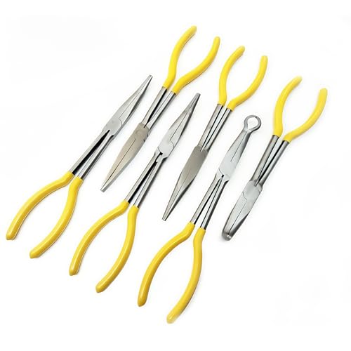 6pcs Long Needle Nose Pliers 11 Inch Extra Long Reach Needle Nose Plier for Narrow Spaces