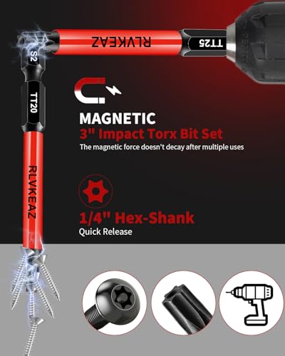 12-Piece Impact Security Torx Bit Set (T5-T40), 3-Inch Long S2 Steel Tamper-Proof Star Bits Set, with 1/4" Hex Shank, Magnetic & High Torque for Automotive, Electronics, DIY Repairs - style: 12-PCS Impact Security Torx Bit Set (T5-T40), 3-Inch Long S2 Ste