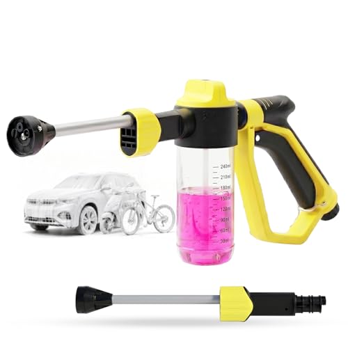 Car Wash Foam Gun for Garden Hose - High Pressure Foam Cannon Car Wash Kit with 3 Spray Modes - Professional Car Wash Hose Sprayer for Cars, Trucks, RVs, Motorcycles & More, Yellow