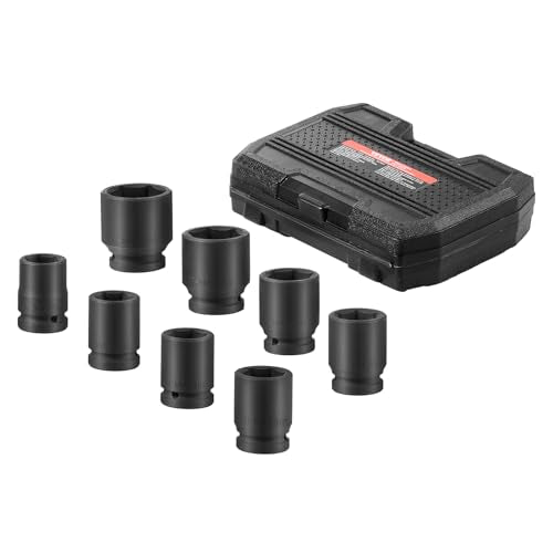 VEVOR Axle Nut Impact Socket Set - 3/4" Drive 6-Point 8-Piece Metric Spindle Nut Socket CR-MO Heat Treated Large Socket Set with Storage Case for Auto Repair, Removing or Installing Axle Nuts - style: 3/4" 8PCS Metric CR-MO
