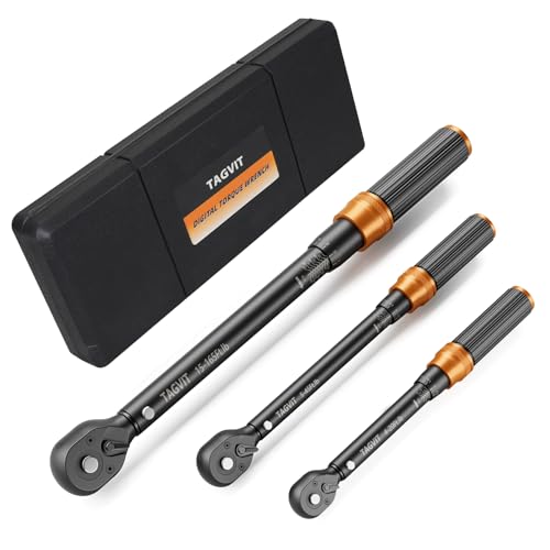 1/4 3/8 1/2-inch Drive Click Torque Wrench, 3Pcs 4-20Ft.lb, 5-45Ft.lb, 15-165Ft.lb Torque Wrench Set with ±3% Accuracy, 72-Tooth, Dual-Direction for Bike, Motorcycle, Car Repair - size: 4-20+5-45+15-165 ft.lb (3 PCS), style: 1/4+3/8+1/2-Inch