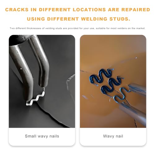 1000PCS Hot Staples Bumper Welding Rods, 0.8mm 0.6mm Wave Auto Plastic Welder Wire with Storage Box, Metal Hot Staples for Repair Car Bumper Dashboard Plastic Supplies