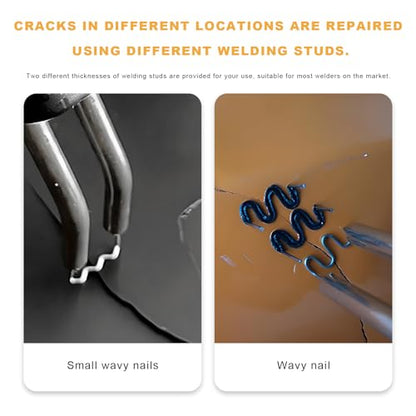 1000PCS Hot Staples Bumper Welding Rods, 0.8mm 0.6mm Wave Auto Plastic Welder Wire with Storage Box, Metal Hot Staples for Repair Car Bumper Dashboard Plastic Supplies