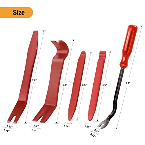 GOOACC 5 PCS Nylon Auto Trim Removal Tool Kit No-Scratch Removal Tool Kit for Car Panel & Audio Dashboard Dismantle Red - color: Red, size: 5Pcs