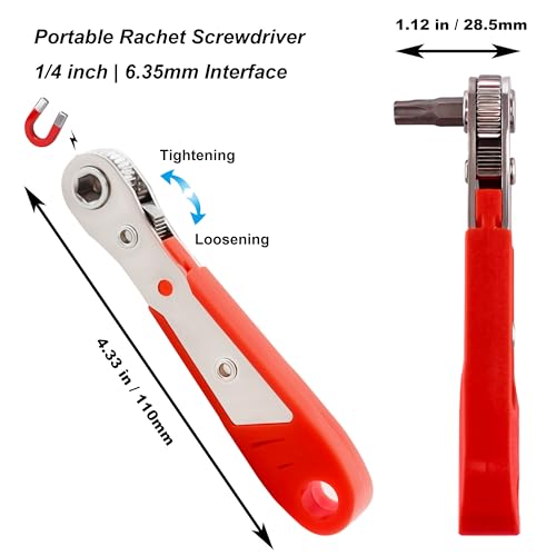 34pcs Security Bit Set 1/4 Inch Hex Shank Screwdriver Bit Set,Tamper Proof Bits-Torx+Hex+Tri Wing+Star+Spanner for Torx Security Screwdriver Set,High Hardness Impact Driver Bit Set(Red+RedRatchet) - color: Red+redratchet