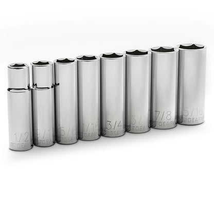 GEARWRENCH 1/2" Drive Deep SAE Socket Set 8 Pc., 6 Point- 80705