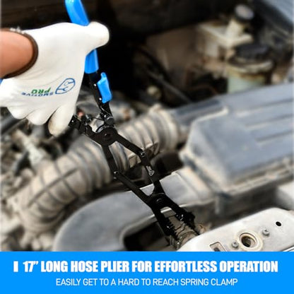 SMOTIVEPRO 17" Long Reach Hose Clamp Pliers with Locking Mechanism, Extra Long Reach Hose Clamp Pliers for Hard-to-Reach Hoses - color: 17" Long Reach Hose Clamp Pliers