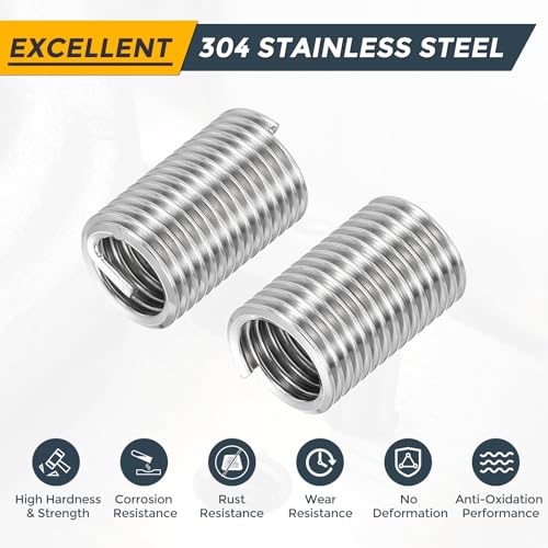 HARFINGTON 20pcs Wire Thread Repair Inserts M10 x 1.5 x 3D (30mm) Metric 304H Stainless Steel Helical Coiled Wire Screw Threaded Sleeve Sheath for Automotive Repairs - size: M10 x 1.5 x 3D