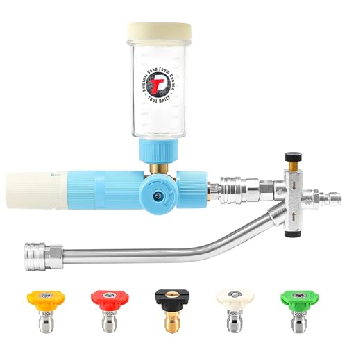 Tool Daily Mini Foam Cannon with Dual Connector, 5 Power Washer Tips | Original Soap Foam Cannon for Car Washing, 1/4" Quick Connect, 3600 PSI - size: 100 ml
