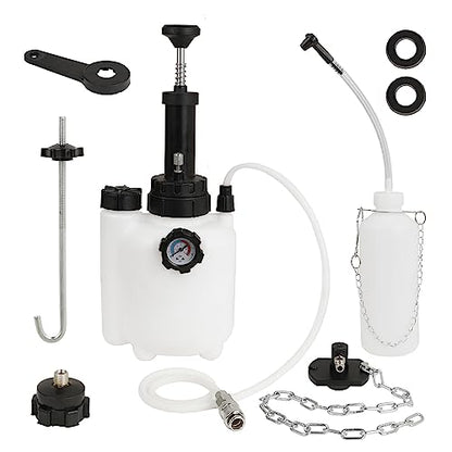 3L Manual Brake Bleeder Kit, Brake Bleeder Fluid Pump with 1L Brake Fluid Bleed Bottle for Most European Brake Mast Cylinder Reservoirs One Person Brake Bleed Vacuum Pump