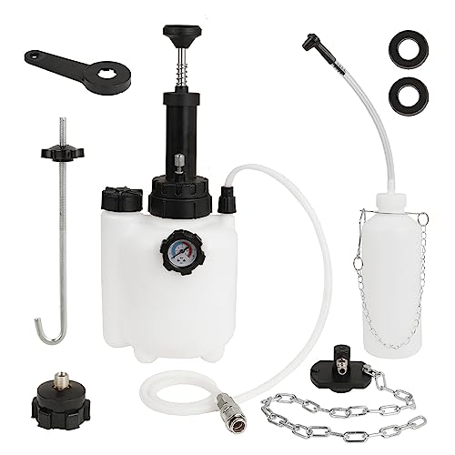 3L Manual Brake Bleeder Kit, Brake Bleeder Fluid Pump with 1L Brake Fluid Bleed Bottle for Most European Brake Mast Cylinder Reservoirs One Person Brake Bleed Vacuum Pump