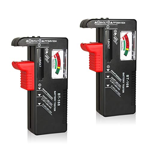 2Pcs Battery Tester for AA AAA C D 9V 1.5V Household Batteries | Universal Battery Tester Checker For Button Cell Model BT-168 Requires No Battery for Operating - color: 2Pcs