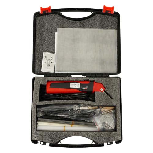 2 in 1 Plastic Welder Kit 100W Hot Stapler for Bumper Repair 800°F (Red) | Car Bumpers Kayaks Toolboxes Welding Repair Kit, Includes 400 Staples, Mesh, Rods, Smoother, Brush - color: Red