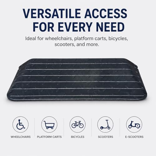 Heavy-Duty Rubber Threshold Ramps with Non-Slip Surface, 1" - 4" Rise Curb Ramps for Wheelchair Scooter Car Entrance Doorway, Loading Ramps Rated 20000Lbs Load Capacity (4" Rise) - size: 4" Rise
