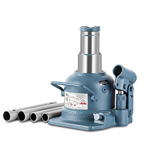 BAOSHISHAN 10 Ton Double Ram Bottle Jack 4.92" to 8.86" Lift Range | Low Profile, Heavy-Duty Hydraulic Lifting, Welded Steel Frame, Built-in Safety Valve, for SUV Truck RV - size: 10 Ton (Low Profile)