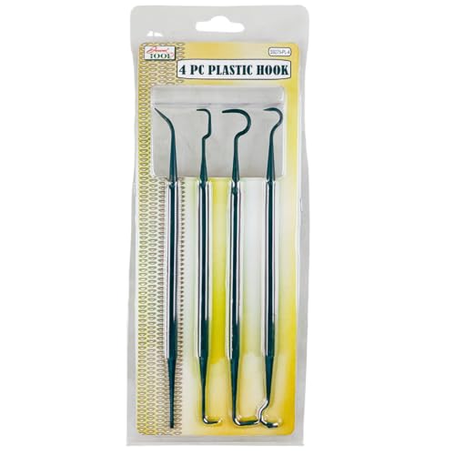 4 PC Plastic Hook Set – 8.25" Picks for Cleaning & Detailing – Automotive, Home & Hobby Use